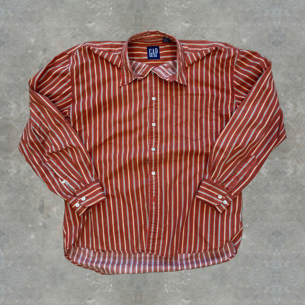 Vintage 1990s Striped Gap Cotton Button Up Shirt Men's Size L Y2K